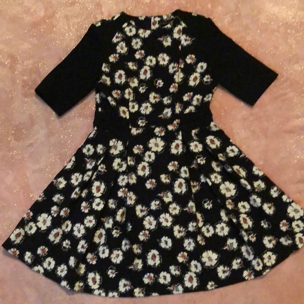 Navy Flowered Vintage Style dress- Zara Women